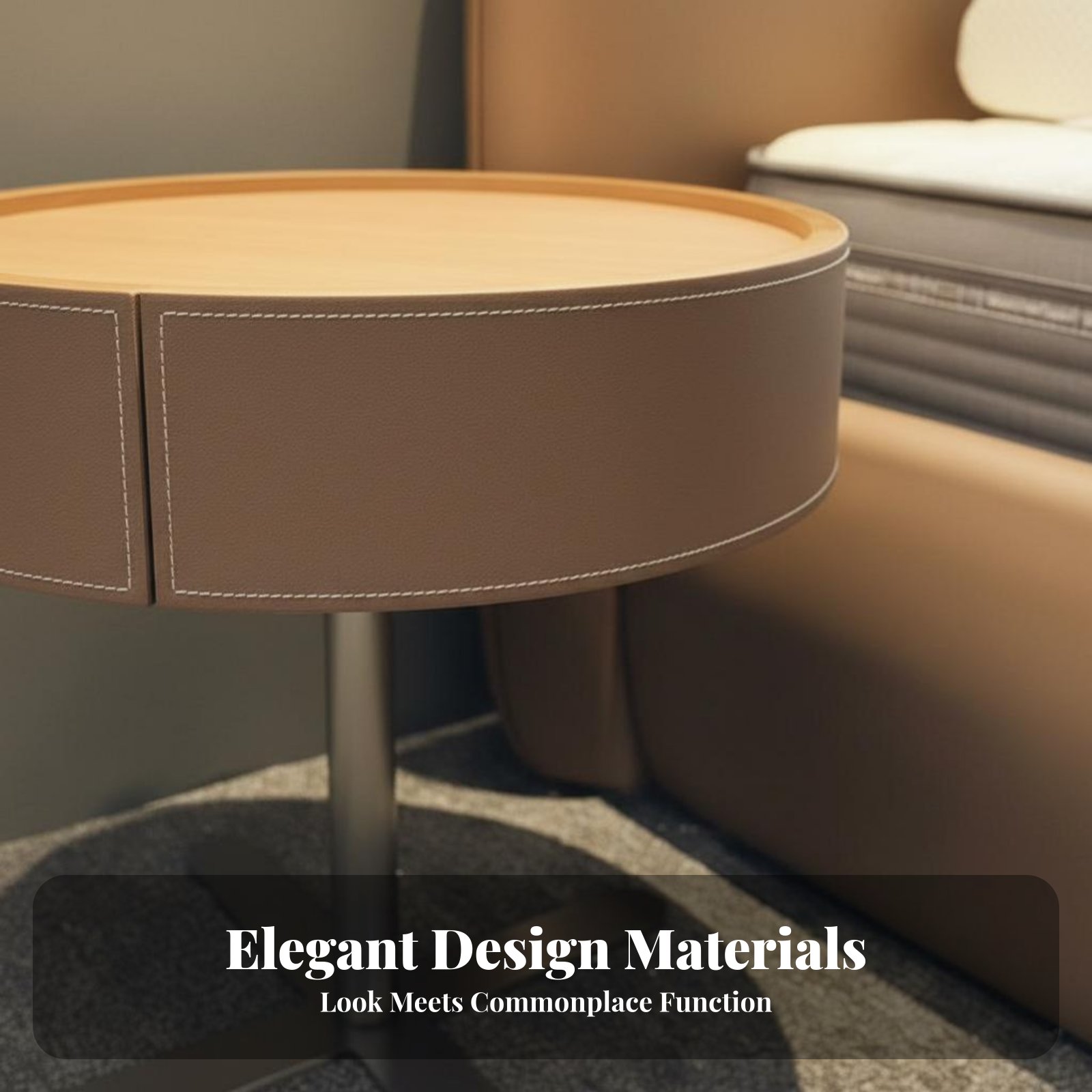 Interior Design Office Space - Round Pedestal Night Table Minimalist Design