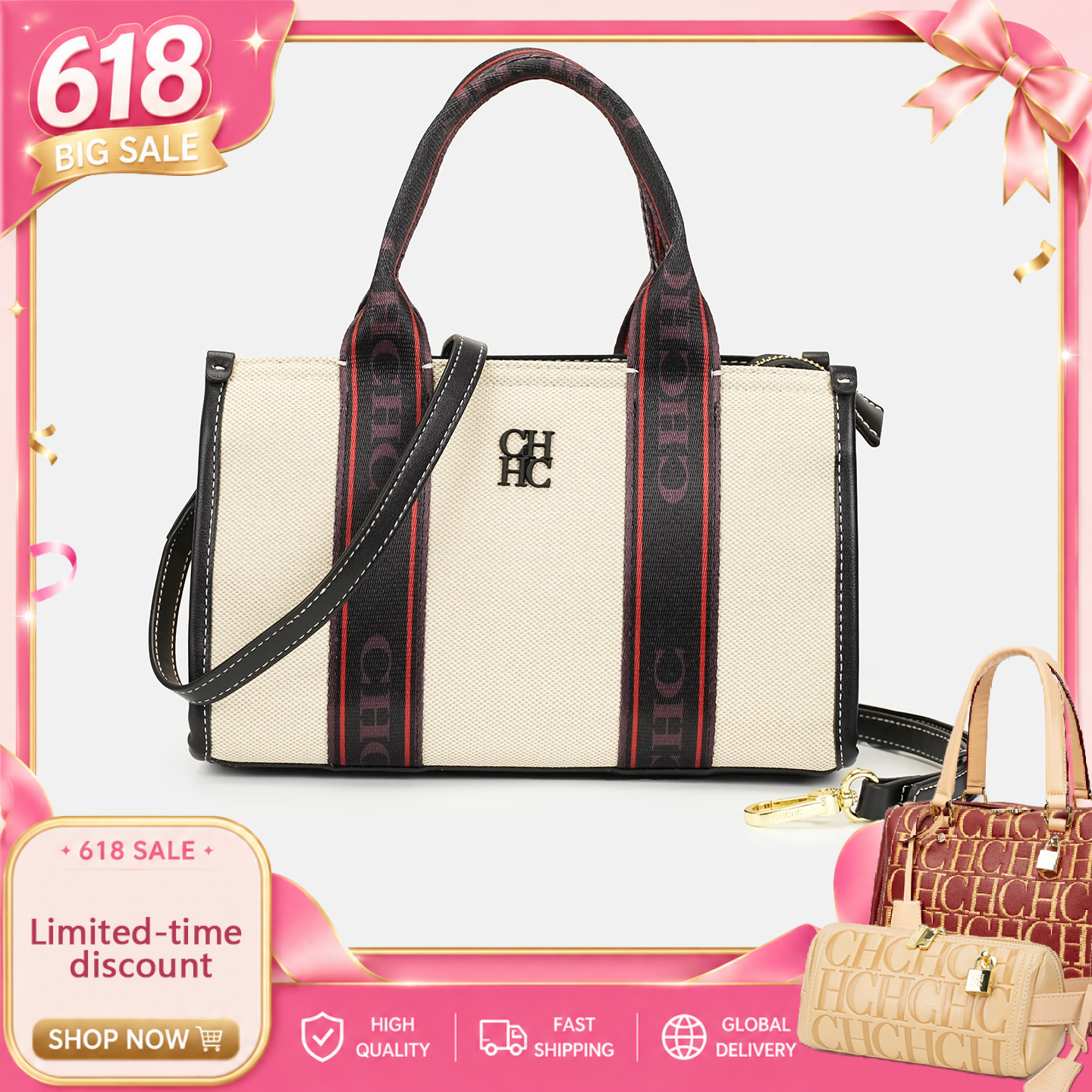 Interior Design Style - CH Fashion Canvas Handbag Portable Classic