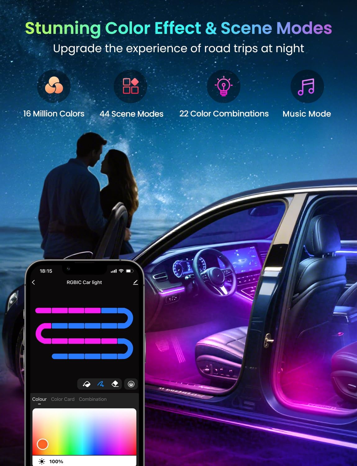 72 LED RGB+IC Car Interior Lig - Interior Design Apps recensie en prijs