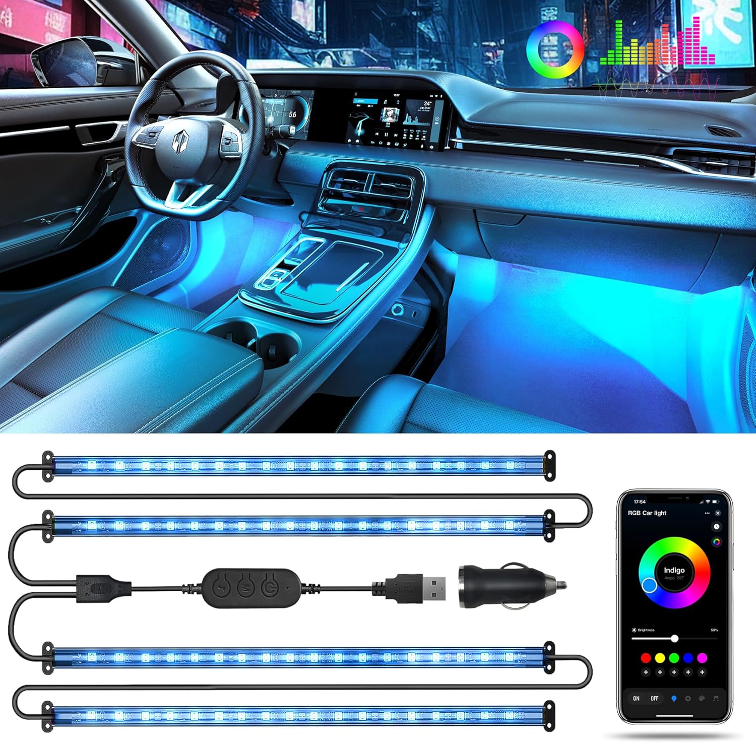 RGB 48 LED Car Interior Lights - Interior Design Apps recensie en prijs