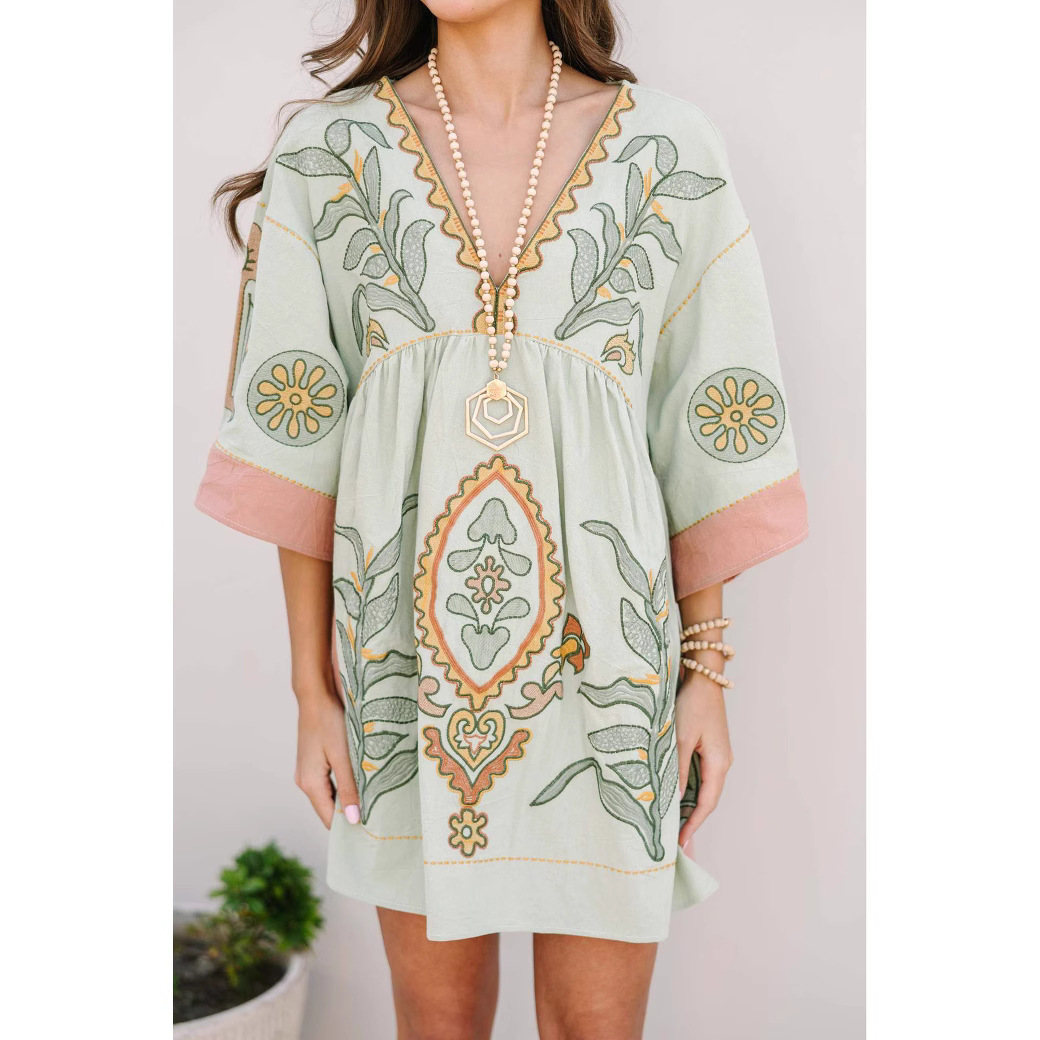 Boho Cotton Linen Floral Embro - Linen Roller Blind recensie en prijs